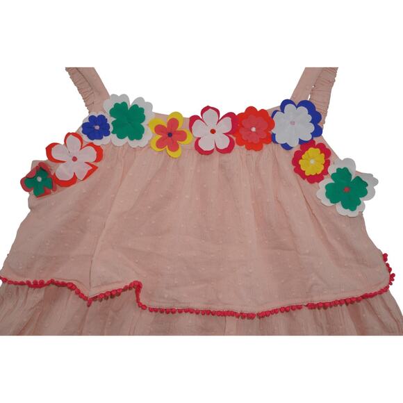 Mini Boden Girls Tank Dress Size 11-12 Green Pink Colorblock Knee Length Casual - Picture 3 of 7